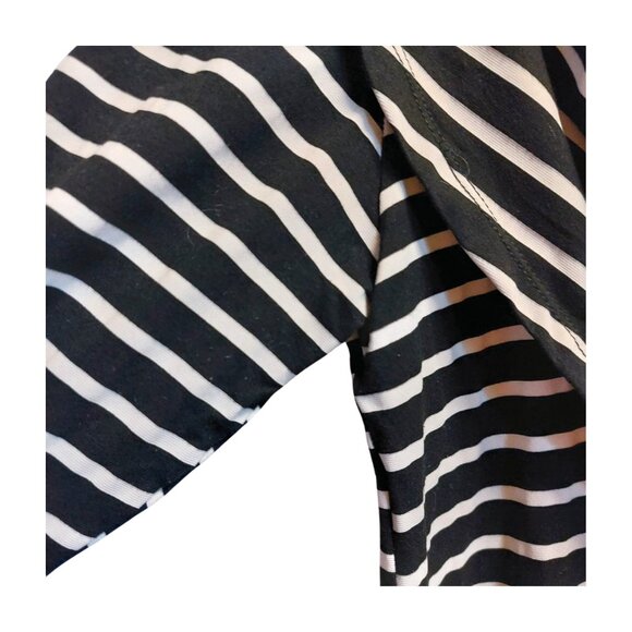 Flutter & Squeak Black & White Striped Cowl Neck Asymmetrical Top Dress, M - Picture 6 of 17